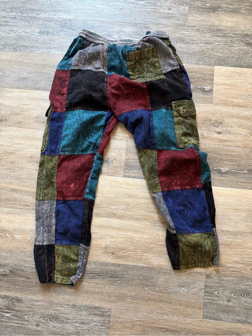 Patchwork Drawstring women’s Pants - Multicolor sz M - Picture 3 of 3